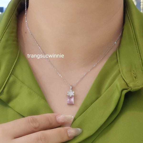  Dây chuyền titan Pink Zircon flower 