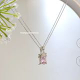  Dây chuyền titan Pink Zircon flower 