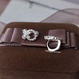  Hoa tai Bạc S925 Khoen nơ bướm tròn 