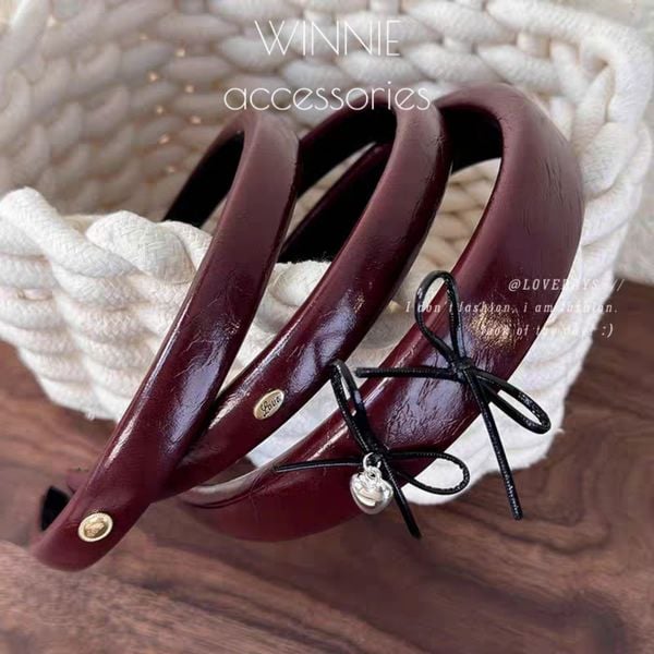  Cài tóc Nơ da đậm 