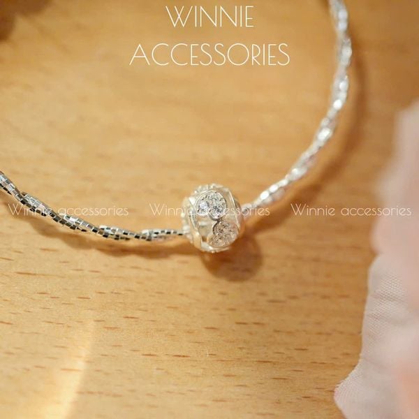  Charm Bạc S925 Xỏ Tròn Tim 