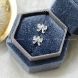  Hoa tai Bạc S925 Khoen Nơ Đá 