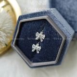  Hoa tai Bạc S925 Khoen Nơ Đá 