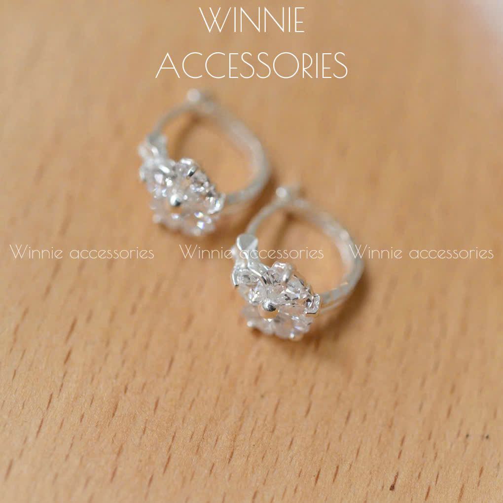  Hoa tai Bạc S925 Khoen Pansy 