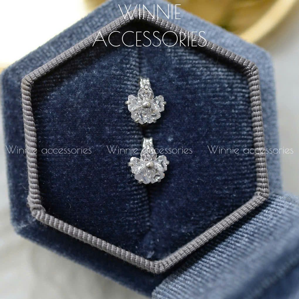  Hoa tai Bạc S925 Khoen Pansy 