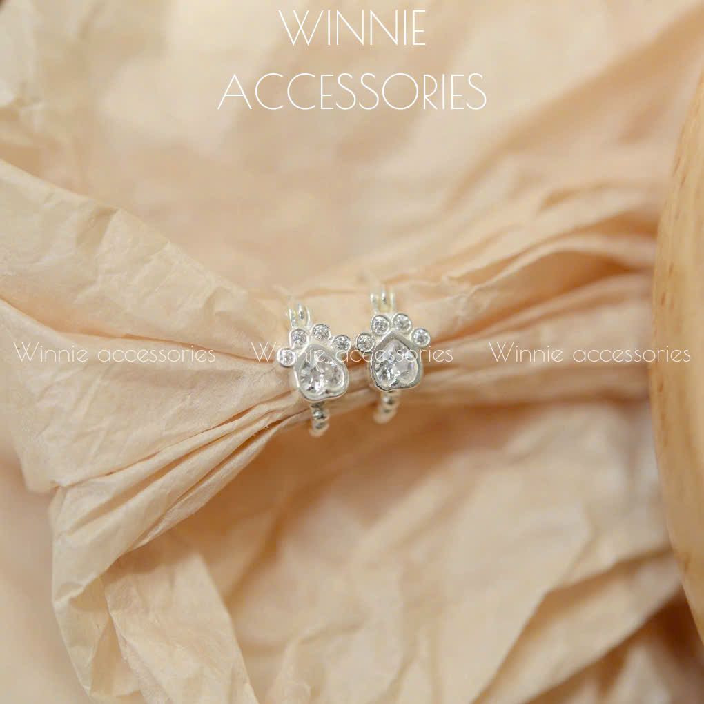  Hoa tai Bạc S925 Khoen Paw 