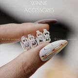  Hoa tai bạc S925 Khoen nơ hoa 