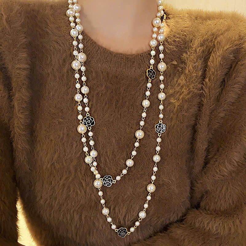  Dây chuyền Titan Ngọc trai dài Slim Camellia 