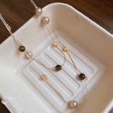  Dây chuyền Titan Ngọc trai dài Golden Coffee 