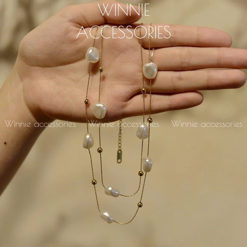  Dây chuyền titan Layer retro pearl 