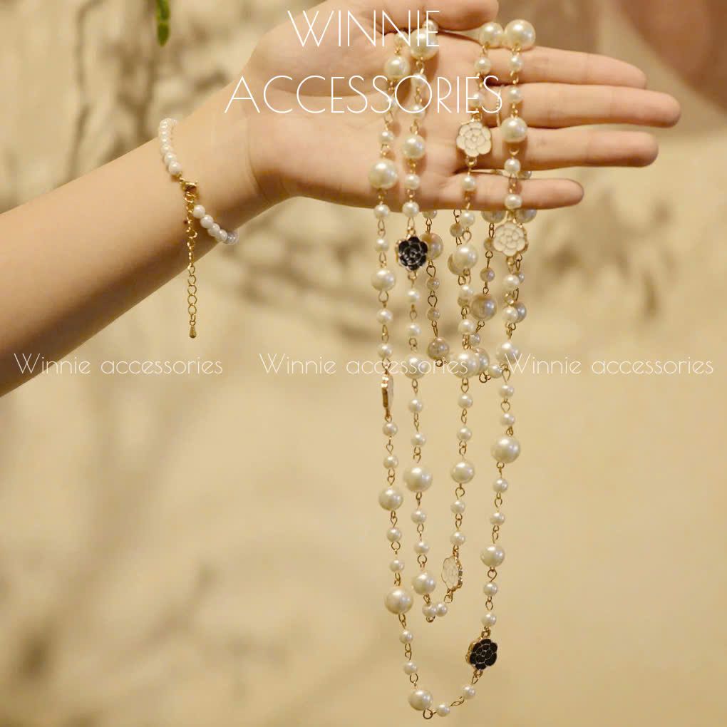  Dây chuyền Titan Ngọc trai dài Slim Camellia 