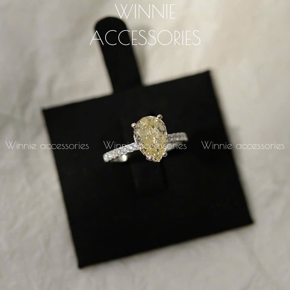  Nhẫn Bạc S925 Đá Nam Phi Drop - Yellow 