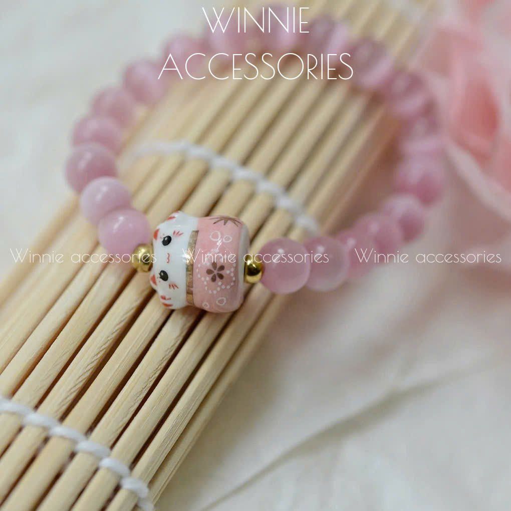  Vòng tay Neko Opal Hồng 