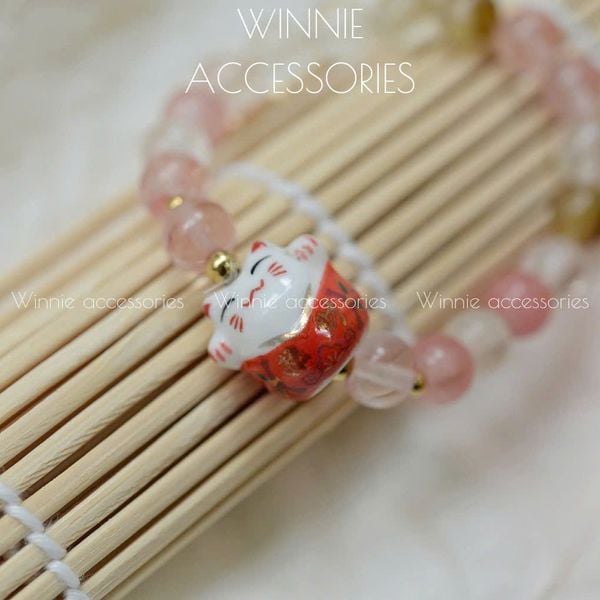  Vòng neko đỏ pha lê màu 