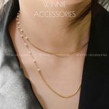  Dây chuyền titan Hanging gold pearl 