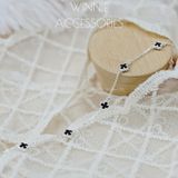  Lắc tay Bạc S925 Mini VCA 5 hoa đen 