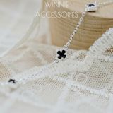  Lắc tay Bạc S925 Mini VCA 5 hoa đen 