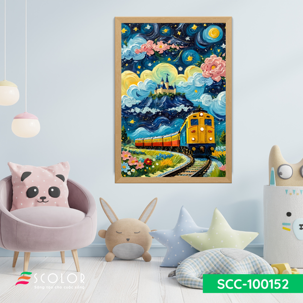 Tranh chuyến tàu và bầu trời hoa - SCC100152