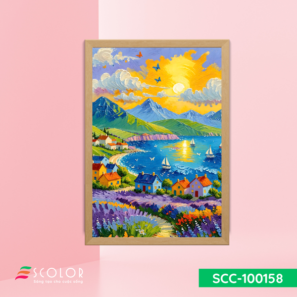 Tranh vịnh hoa oải hương và biển xanh - SCC100158