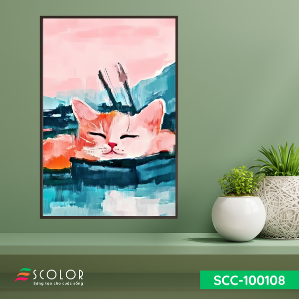 Tranh mèo con mơ màng - SCC100108