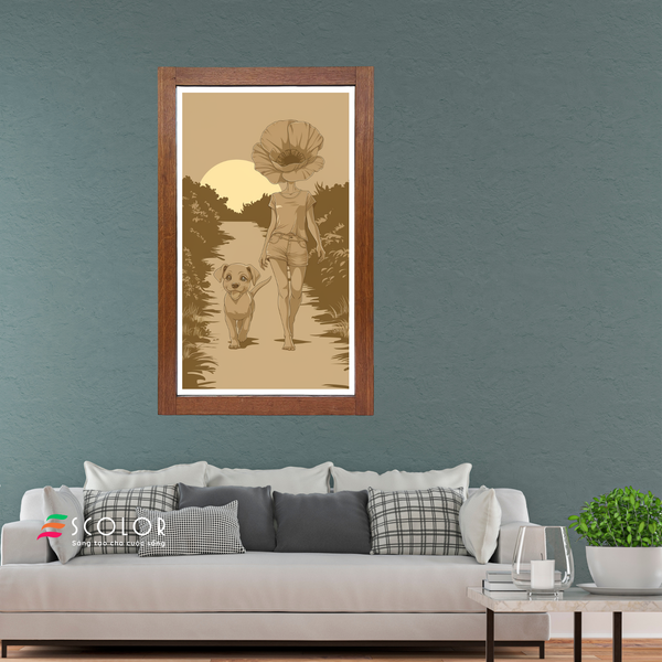 Tranh Bông hoa và chú chó - SCG00094