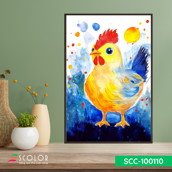 Tranh chú gà rực rỡ - SCC100110
