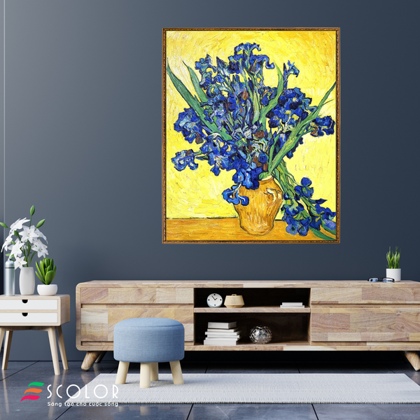 Tranh Bình hoa iris xanh tím  - SC00425