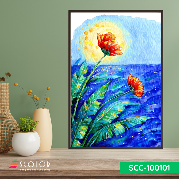 Tranh hoa nở dưới ánh bình minh - SCC100101