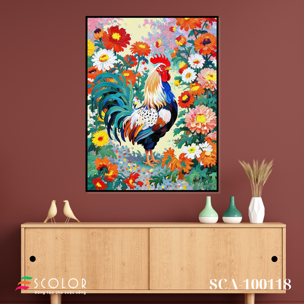 Tranh Gà trống kiêu hãnh - SCA100118