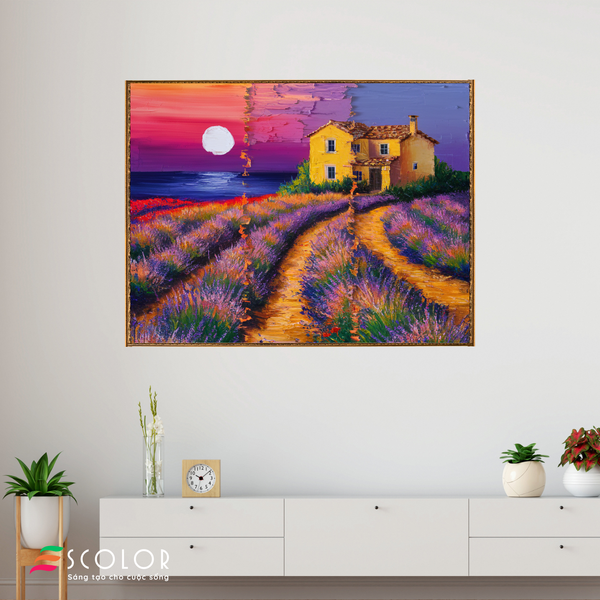 Tranh Hoàng hôn trên cánh đồng oải hương - SC00403