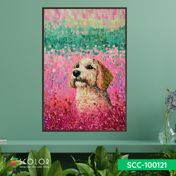 Tranh chú chó giữa vườn sắc màu - SCC100121