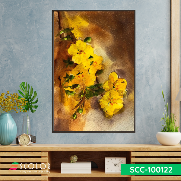 Tranh sắc vàng mai nở - SCC100122