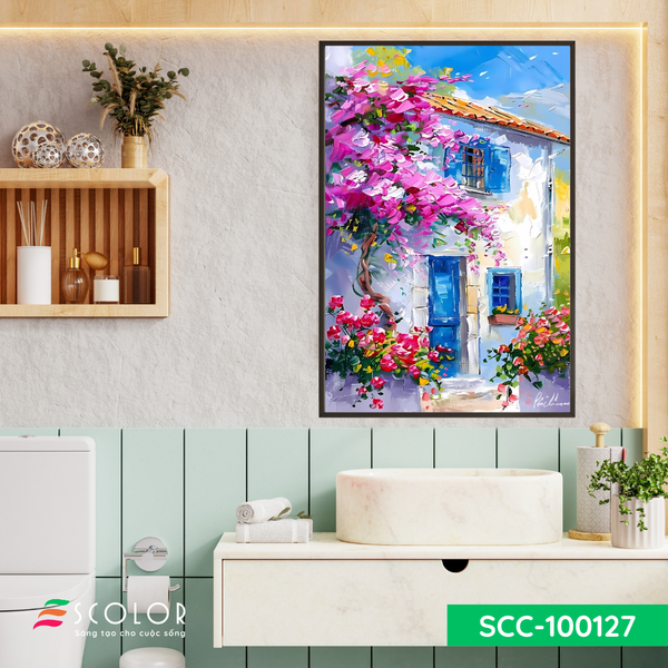Tranh ngôi nhà giữa vườn hoa - SCC100127