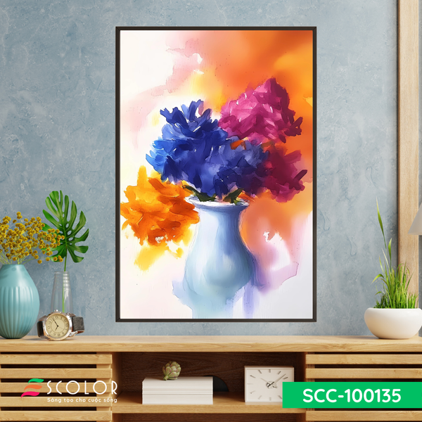 Tranh Sắc hoa trong bình sứ - SCC100135