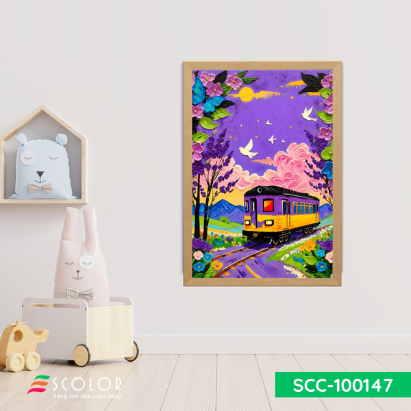 Tranh chuyến tàu hoàng hôn tím - SCC100147