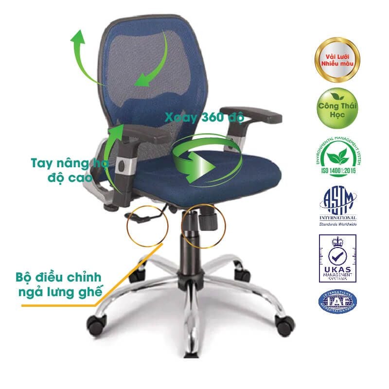 Ghế Công Thái Học GX205B-M (Chân Thép Mạ)