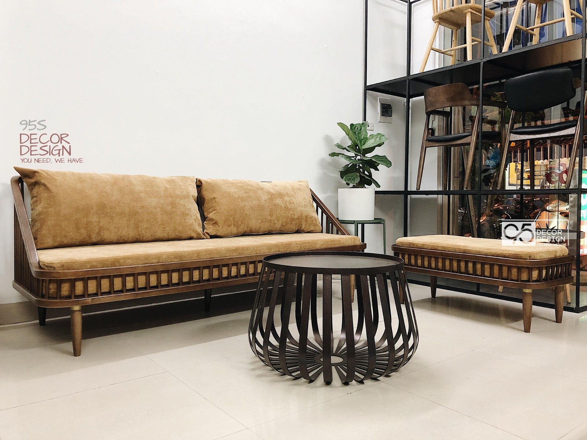 Sofa văng gỗ Dedar KBH - Sofa xuất khẩu – 95S VIỆT NAM