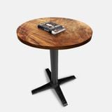 Bàn Cafe Mặt Gỗ Nguyên Tấm Tròn Chân Gang Đúc