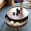 Bàn Trà Gỗ Sồi Xoay Tròn Turning Table Màu Nâu