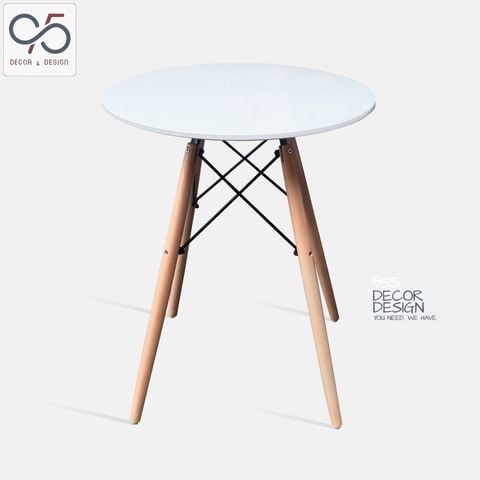 Bàn tròn Eames 60cm 4 chân gỗ đan