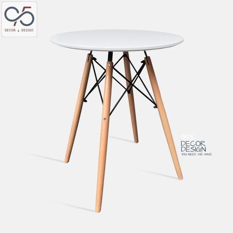 Bàn tròn Eames 60cm 4 chân gỗ đan