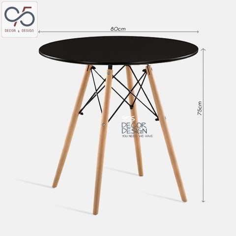 Bàn tròn Eames 80cm 4 chân gỗ đan