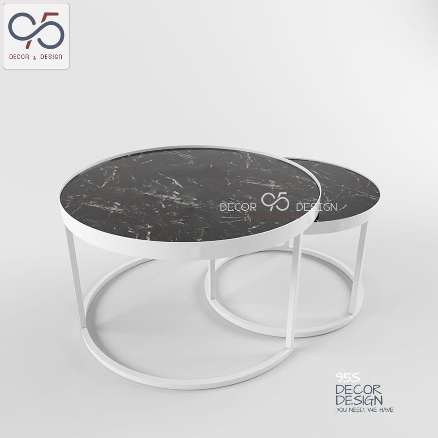 Bàn trà đôi mặt đá tròn