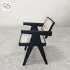 Ghế ăn cafe gỗ mây V LEG PIERRE JEANNERET đen black