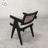 Ghế ăn cafe gỗ mây V LEG PIERRE JEANNERET đen black