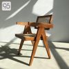 Ghế ăn cafe gỗ mây V LEG PIERRE JEANNERET nâu walnut