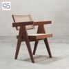 Ghế ăn cafe gỗ mây V LEG PIERRE JEANNERET nâu walnut