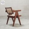 Ghế ăn cafe gỗ mây V LEG PIERRE JEANNERET nâu walnut