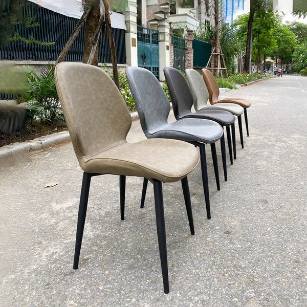 Ghế ăn cafe Nordic bọc da chân sắt