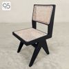 Ghế ăn cafe gỗ mây không tay V leg PIERRE JEANNERET đen black